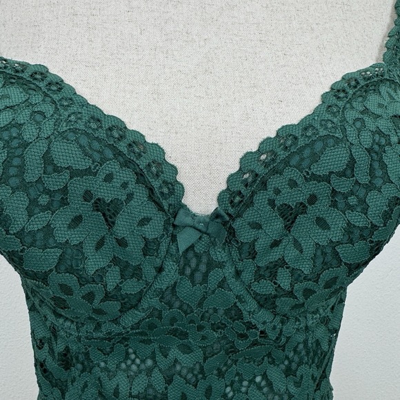 Victorias Secret Bra Womens 36D Green Lace Corset Underwired Boning Coquette - Picture 8 of 16